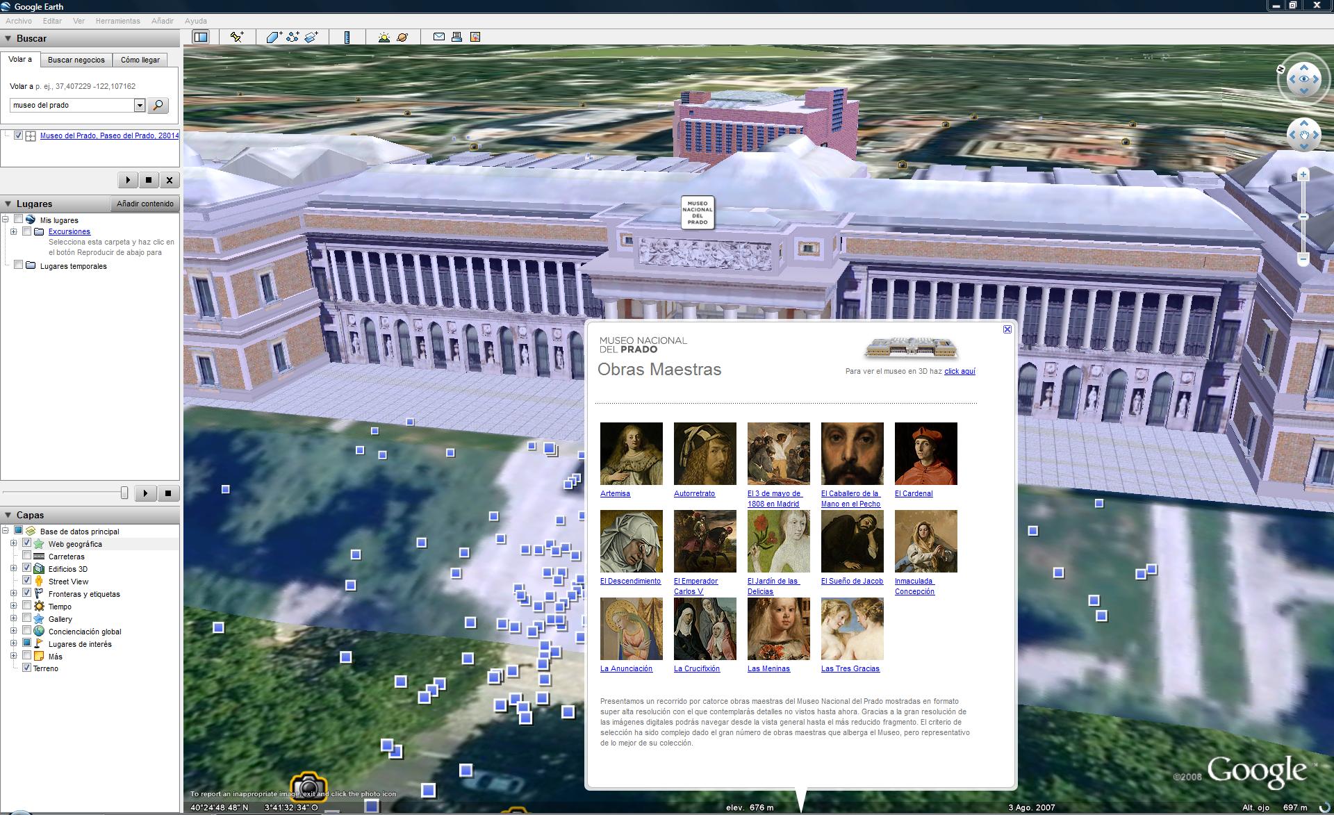 Museo del Prado: Obras maestras desde Google Earth